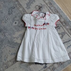 Cecil & Lou Girls White Embroidered Patriotic Flag Dress Sz24m